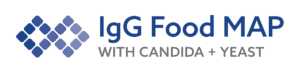 IgG Food Map with Candida + Yeast logo in blue and grey with white background - MosaicDX