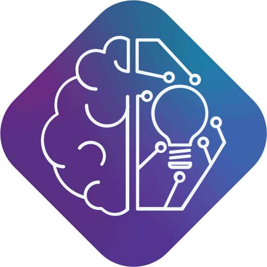 Graphic of half of a brain beside another half that has computer like circuits surrounding light bulb to illustrate MosaicDX's intuitive portal - MosaicDX