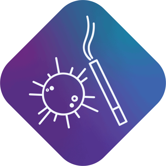 Graphic of a virus next to a cigarette to represent toxins - MosaicDX