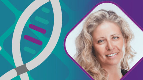 Headshot of Organix Acids Test webinar speaker by decorative graphic of DNA - MosaicDX