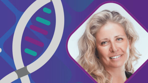 Headshot of Organix Acids Test webinar speaker by decorative graphic of DNA - MosaicDX