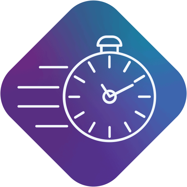 Graphic icon of a stopwatch to illustrate how fast and convenient MosaicDX's solutions are - MosaicDX