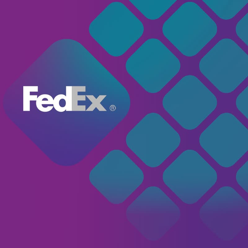 FedEx logo on a decorative background to show how FedEx assists with test collection - MosaicDX