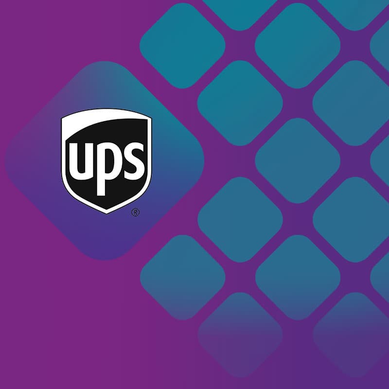 UPS logo on a decorative background to show how UPS assists with test collection - MosaicDX